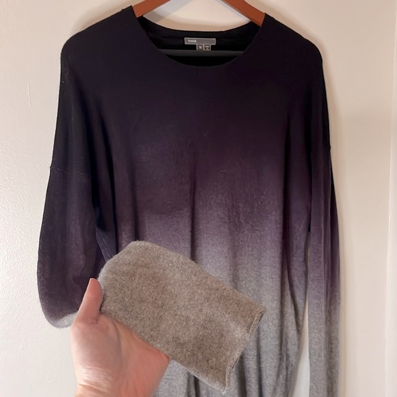 Vince Purple & Gray Ombre Wool/Cashmere Long Sleeve Tunic Sweater Sz M - Picture 4 of 8